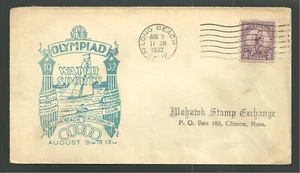 1932 Olympiad Water Sports Long Beach CA Postal Cover Sc# 718 Sent to Clinton MA - Picture 1 of 2