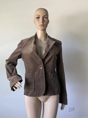 Abrigo Chaqueta Abrigo Marrón Elastizado Algodón Terciopelo Un Botón Blazer Bolsillos Laterales 6 S/M Foto 1 de 4