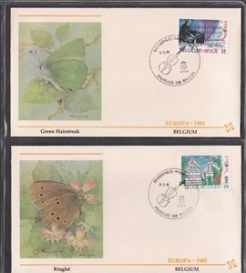 BELGIUM 1985 2 FLEETWOOD FIRST DAY COVERS EUROPA MUSIC + BUTTERFLY CACHET - Picture 1 of 2