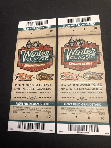 (LOT of 2) 2010 Bruins Flyers @ Fenway Park Winter Classic Ticket (Test-No Gate) Cover