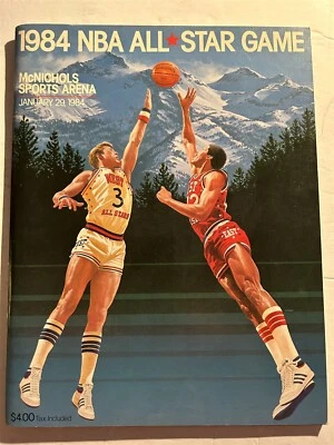 NBA ALL STAR GAME 1984 programa Jabbar Larry Bird DR J ERVING Gervin Malone Magic Foto 1 de 4