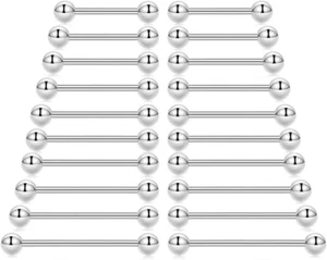 Surgical Steel 14G Nipple Piercing Barbells Stainless Steel Tongue Bridge Ring - Picture 1 of 12