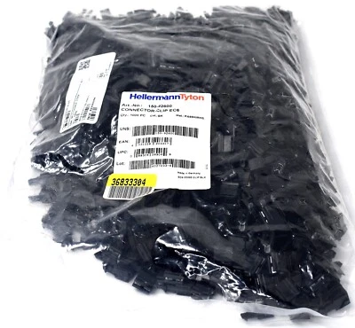 Clip conector HELLERMANNTYTON 150-92600 con clip de borde, EC6, negro, 1000/paquete Foto 1 de 4