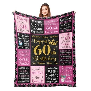 60th Birthday Blanket for Women Cozy Gift Throw for 60 Year Old 50x60 Inch - Picture 1 of 7