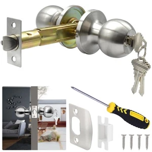 5" Backset Latch Keyed Entry Door Knob with Lock and Key, Standard Square Int... - Picture 1 of 7