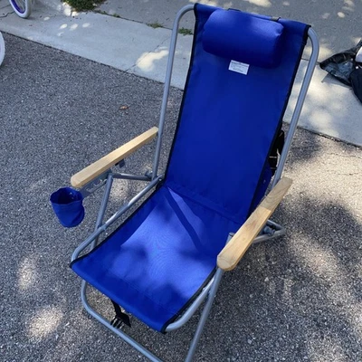 Silla Mochila Plegable Rio Gear Original Exterior Acero, Azul Marino Foto 1 de 3