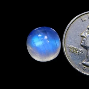 AAA Blue Flashy Round Rainbow Moonstone Cabochon Gemstone 10.05Cts - Picture 1 of 3