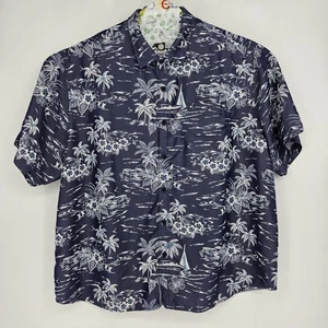 Tommy Bahama Shirt Mens 3XL Blue White Hawaiian Floral Coconut Point Camp Print - Picture 1 of 10