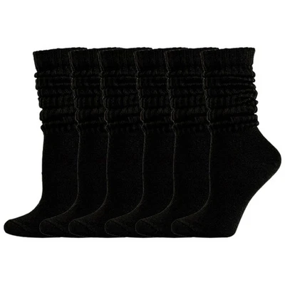 Socks Womens Slouch Cotton Knit Scrunch Thigh High Boot Socks 3 Pairs Pack - Image 1 of 4