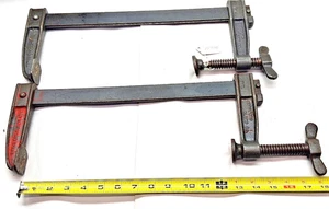 HARTFORD CLAMP CO. Set of (2) Vintage 12" Bar Clamps with 4" Throat, USA - Picture 1 of 3