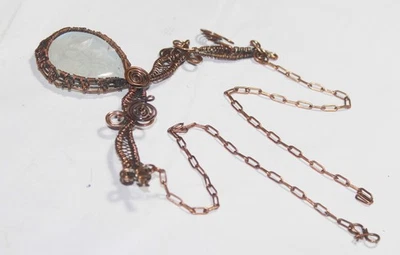 Wire Warp Moonstone Gemstone Handmade Necklace Jewelry Necklace Size 18 Inches - Image 1 of 4