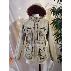 Vtg Abercrombie & Fitch Y2K Hooded Quilted Lining Utility Jacket Size M Pockets - Picture 1 of 13