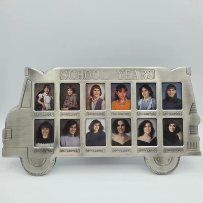 Melannco Pewter School Bus Picture Frame 12 Openings School Years Photo Holder - Image 1 of 4