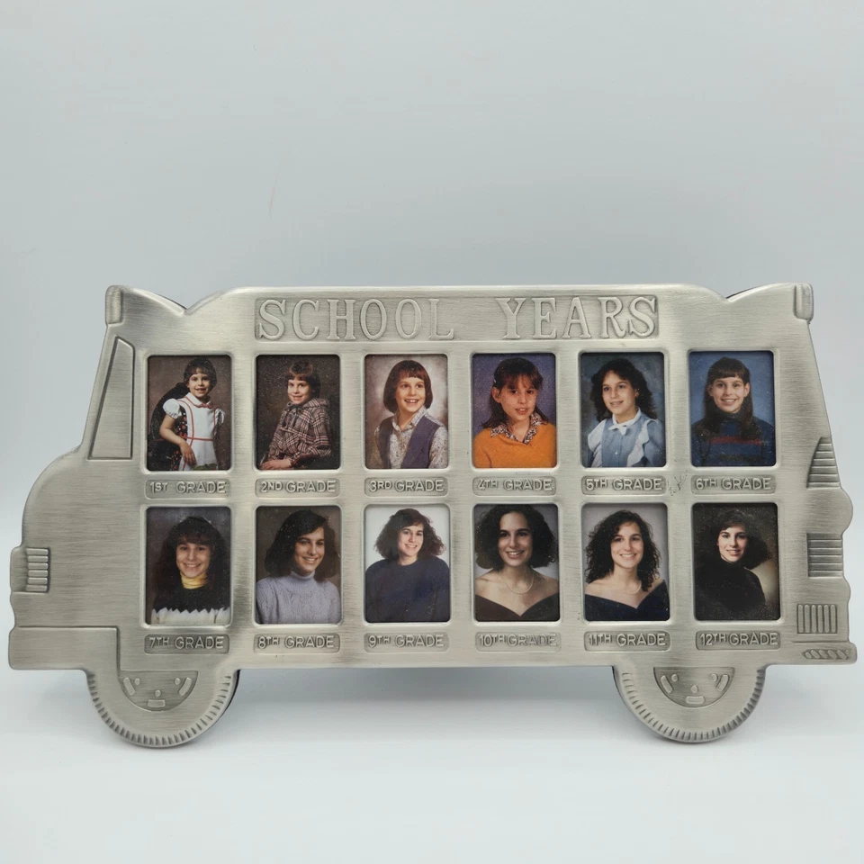 Melannco Pewter School Bus Picture Frame 12 Openings School Years Photo Holder - Image 1 of 4
