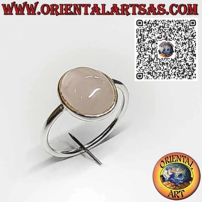 Anello in Argento 925‰ con Quarzo Rosa Ovale Naturale – Design Elegante e Sempli - Immagine 1 di 4