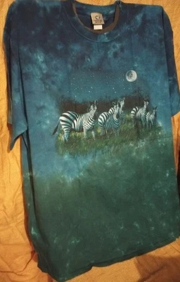 Serengetti Midnight Zebras NOVA camiseta XX adulto azul líquido vintage etiqueta cinza - Imagem 1 de 3