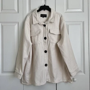 JASON MAXWELL OUTERWEAR COLLECTION WOMENS JACKET SIZE 2X SOLID CREAM SHACKET - Picture 1 of 9
