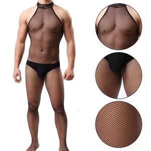 Netz Turnanzug Polyester durchsichtig Sissy Spandex Strümpfe Body - Bild 1 von 14