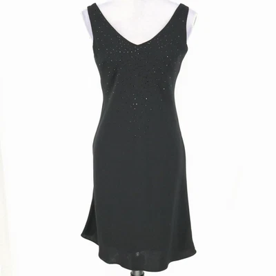 Jones NY Dress Petites 6P Black Rhinestones Lined Fit n Flare Party Wedding - Image 1 of 4