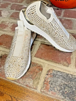 Gold Michael Kors Bodie Slip-On Sneakers Size 10M metallic embellished crystals  - Image 1 of 4
