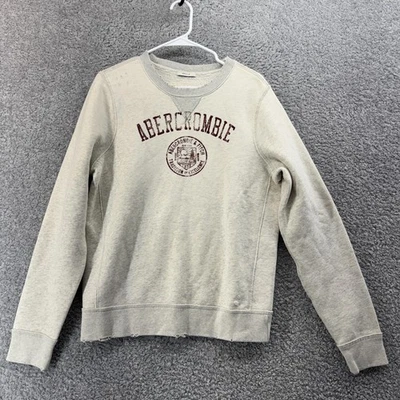 Abercrombie & Fitch Sweatshirt Mens Medium Gray Crewneck Logo Fleece Pullover - Image 1 of 4
