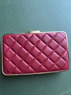 MICHAEL KORS Quilted Mini Red Leather Elsie Box Gold Chain Clutch Shoulder Bag - Image 1 of 4