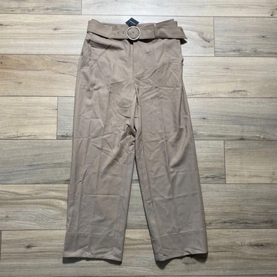 Club Monaco Enamel Ring Wool Blend Straight Leg Pants Size 6 Camel Ankle Length - Image 1 of 4