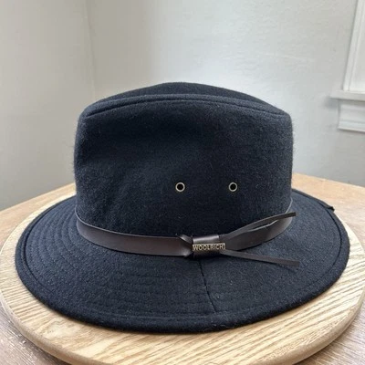 De Colección Sombrero Woolrich Fedora Para Hombre Mediano Negro Vaquero Trilby Mezcla de Lana Banda de Cuero Foto 1 de 4
