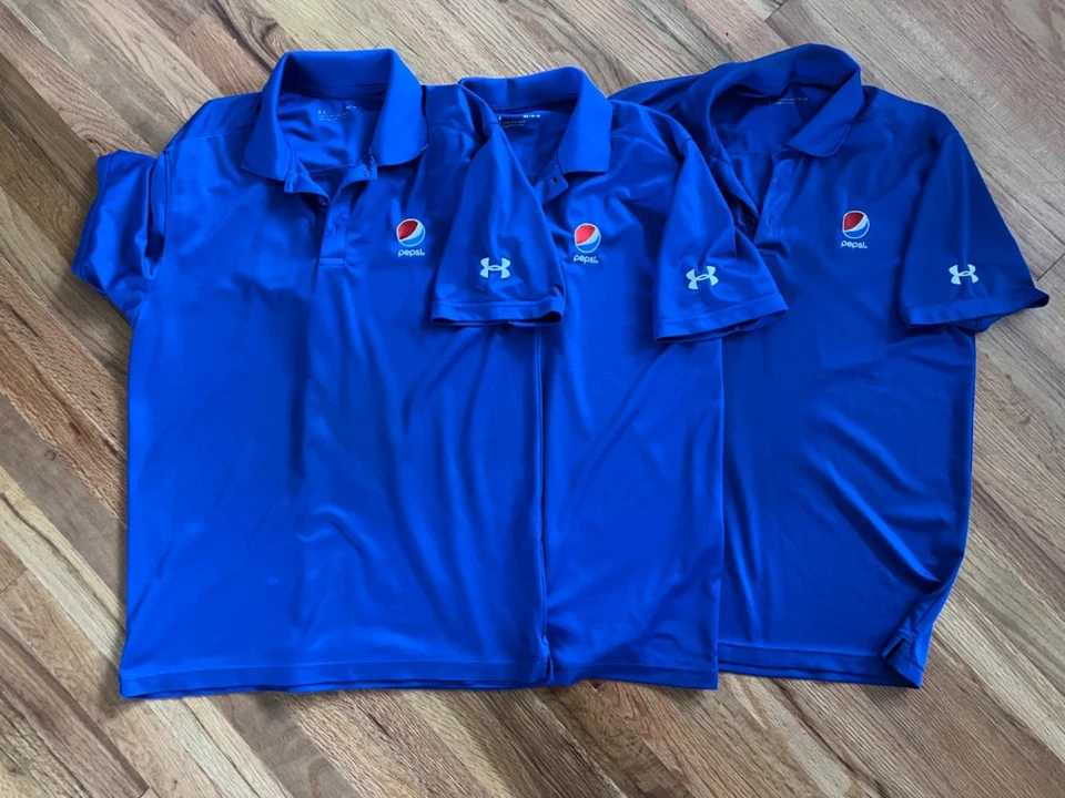 Lote de 3 camisas polo Pepsi Under Armour uniforme de representante de vendas médio colarinho de 3 botões - Imagem 1 de 1
