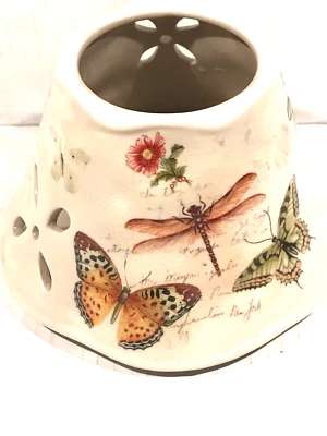 Свеча банка абажур керамический 6» D свечи бабочки стрекозы цветы средний - Изображение 1 из 4