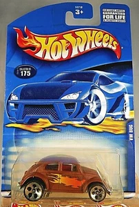 2001 Hot Wheels Mainline/Collector #175 VW Bug Flat Brown w/Chrome 5Dot Spokes - Picture 1 of 4
