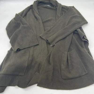 Cárdigan Michael Stars verde oliva cascada abierta mezcla lana cachemir talla XS Foto 1 de 4