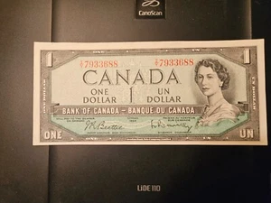 1954 $1 Dollar Bank of Canada Banknote IY7933688 AU 50 - Picture 1 of 5