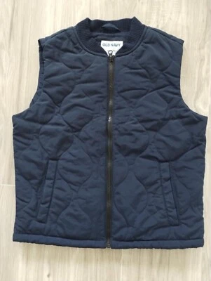 Antiguo Chaleco Acolchado Azul Marino Sin Mangas Niños XL 14/16 Cremallera Completa Nuevo Foto 1 de 4