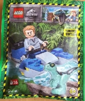 LEGO Jurrassic le Monde : Owen Minifigurine Avec Marais Speeder Et Bébé Raptor - Photo 1/4