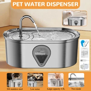 304 Stainless Steel Water Fountain Pet Dog Cat Drinking Dispenser Filter Feeder - Picture 1 of 19