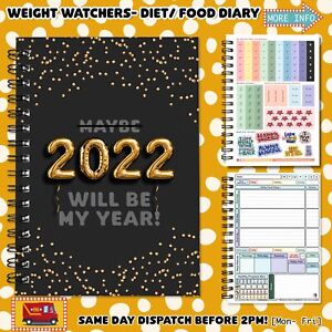 Food Diary WEIGHT WATCHERS Points Journal Planner Book Diet MY YEAR GOLD