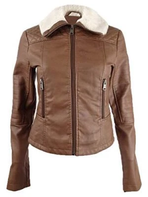 $89.50 Coffee Shop Junior's, Faux Fur-Collar Moto Jacket, Peanut, XS - Image 1 of 2