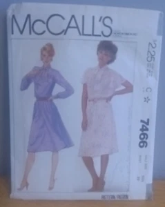 Vintage McCalls Sewing Pattern 7466 Misses Half Size Pullover Dress 16 1/2 - Picture 1 of 4