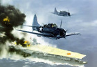 Zweiter Weltkrieg USA Fotokunst-- SBD furchtloser Tauchbomber greift japanischen Träger an