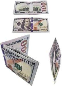 7.75" Long Opened $100 Bill Wallet to hold your money! Party Favor!Looks Real! - Picture 1 of 5
