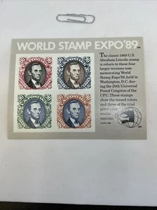 World Stamp Expo '89 - 2433 1989 90c Pane of 4 Imperforate Stamps - Mint NH - Picture 1 of 10