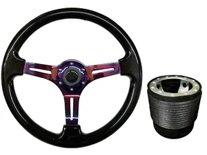 Volante Negro Neo Cromo TS + Kit Boss para KIA PRIDE 026 - Imagen 1 de 6