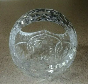 CLEARANCE Vintage Crystal Clear 24% Leaded Crystal Basket Made in Poland MINT - Imagen 1 de 7