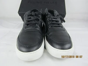 Men's Filling Pieces Low Top Grain Leather Black Sneakers Size 10 - Picture 1 of 12