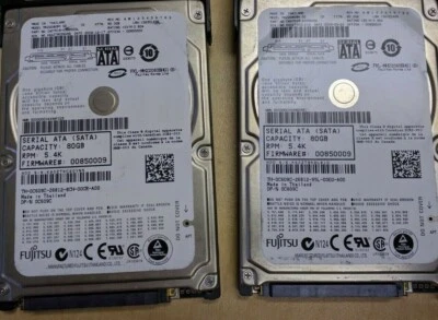 Lof of 2 Fujitsu MHY2080BH 80GB SATA 2.5" Laptop HDD Hard Drive  - Image 1 of 2