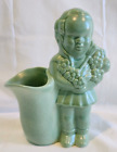 Red Wing USA Pottery ~ Girl with Bouquet ~ Vase ~ 1948 ~ #1345 ~ Green