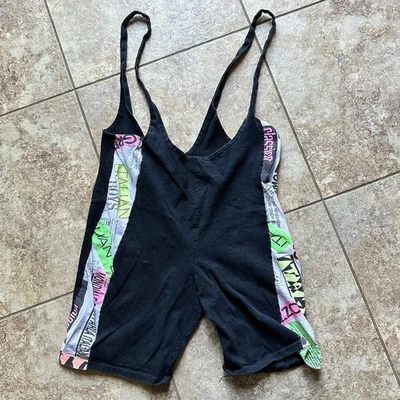 Baberos cortos de motociclista Rad de colección para hombre M negro rosa neón años 80 hechos en EE. UU. algodón elástico Foto 1 de 4