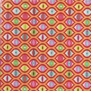 Vintage style orange cats eyes cotton fabric sewing remnant FQ 18 x 21 in - Picture 1 of 1