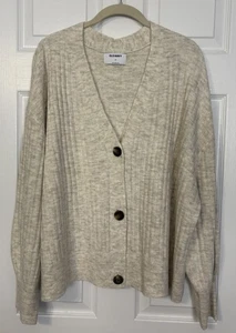 Old Navy Women’s Cardigan XXL Beige Button Front Academia Crandpa Preppy Soft - Picture 1 of 8